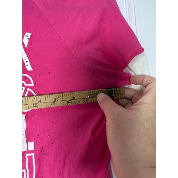 Reebok Womens Cotton Pink & White New York Giants LS Shirt Size L Breast Cancer - Picture 7 of 8